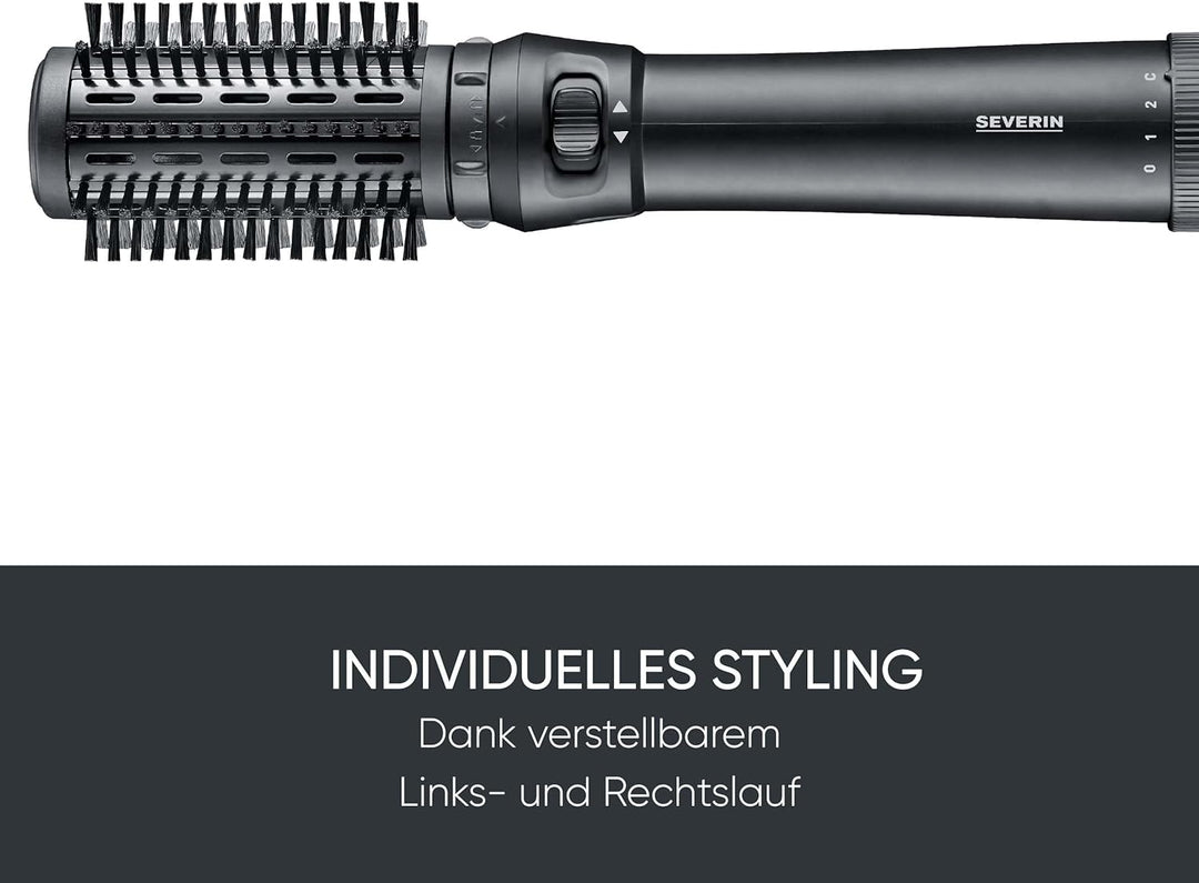 Severin Warmluftbürste rotierend, Föhnbürste mit 2 Aufsätzen (40mm und 50mm), 2 Temperatureinstellun