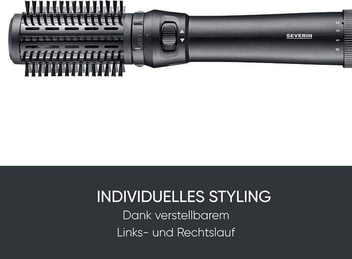 Severin Warmluftbürste rotierend, Föhnbürste mit 2 Aufsätzen (40mm und 50mm), 2 Temperatureinstellun