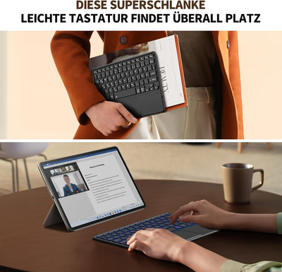 CACOE Tastatur mit Touchpad, QWERTZ Tastatur Kabellose mit 7 Farben Beleuchtete kompatibel mit iPad,