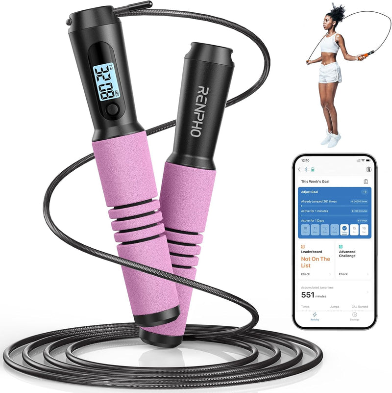 RENPHO Springseil, Smart Fitness Skipping Rope mit APP Daten Analyse, Workout-Jump Rope, Speed Rope