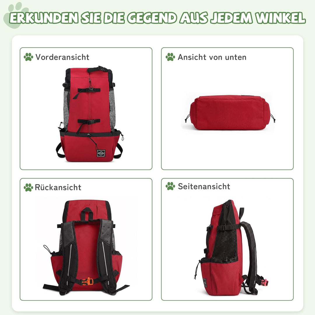 ALLSOPETS Hunderucksack Tragetasche Verstellbar für Kleine Mittelgrosse Hunde, Haustier Rucksack zum