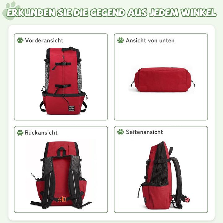 ALLSOPETS Hunderucksack Tragetasche Verstellbar für Kleine Mittelgrosse Hunde, Haustier Rucksack zum