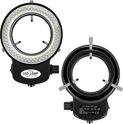 Gokelomg 144 LED Mikroskop Ringlicht Ringleuchte 0-100% Einstellbar Lampe für Microscope Ringbeleuch
