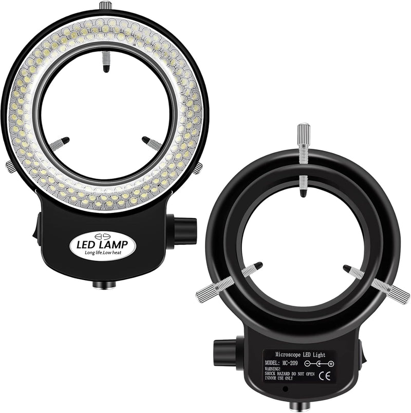 Gokelomg 144 LED Mikroskop Ringlicht Ringleuchte 0-100% Einstellbar Lampe für Microscope Ringbeleuch