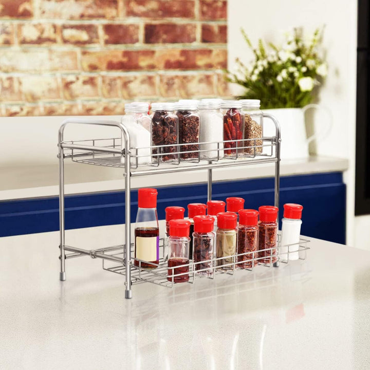 BESTonZON 2-Tier Gewürzregal mit ausziehbarem Design.Küche Counter Storage Organizer Halter für Gewü