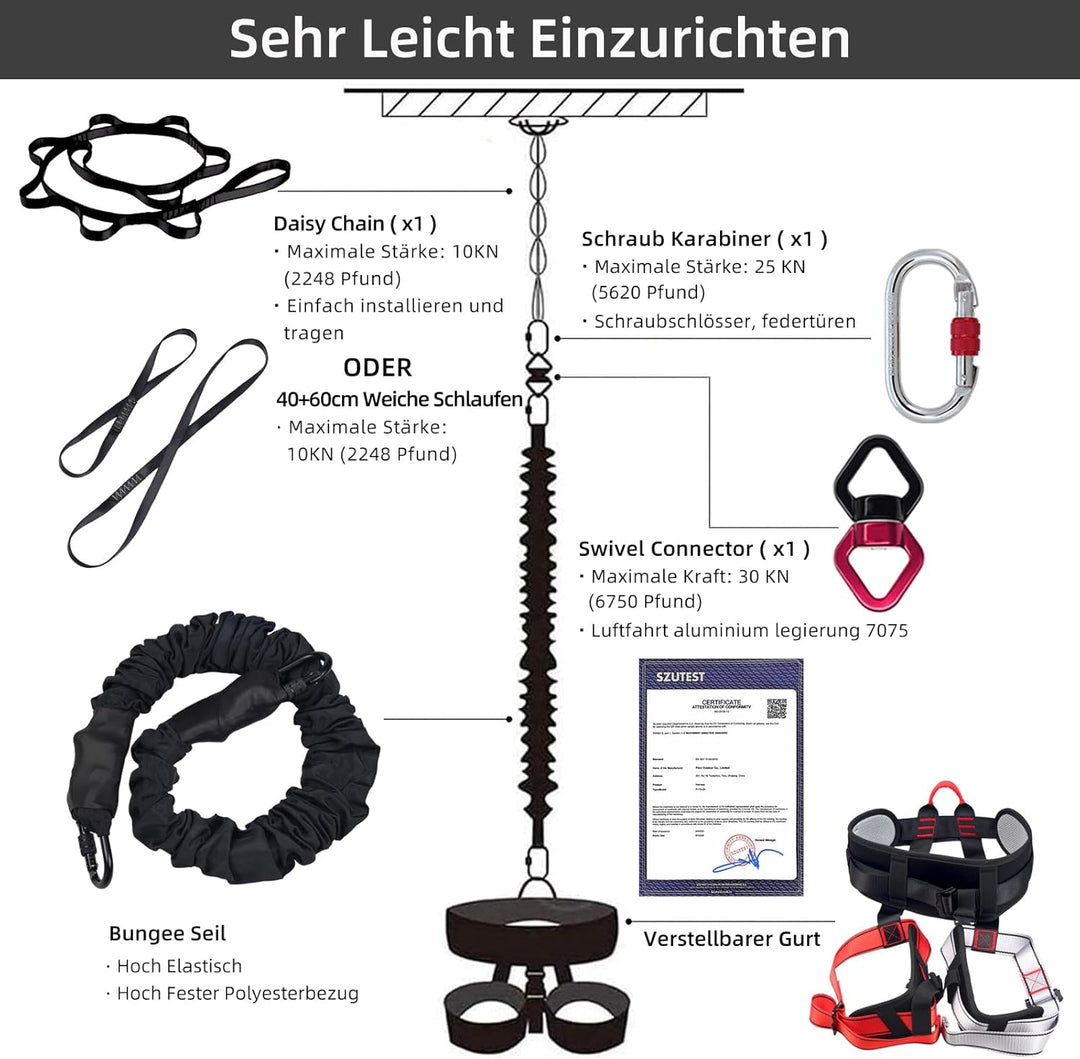 PRIOR FITNESS Bungee-Fitnessgeräte-Set, schweres Bungee-Widerstandsband, elastisches Tanz-Bungee-Sei
