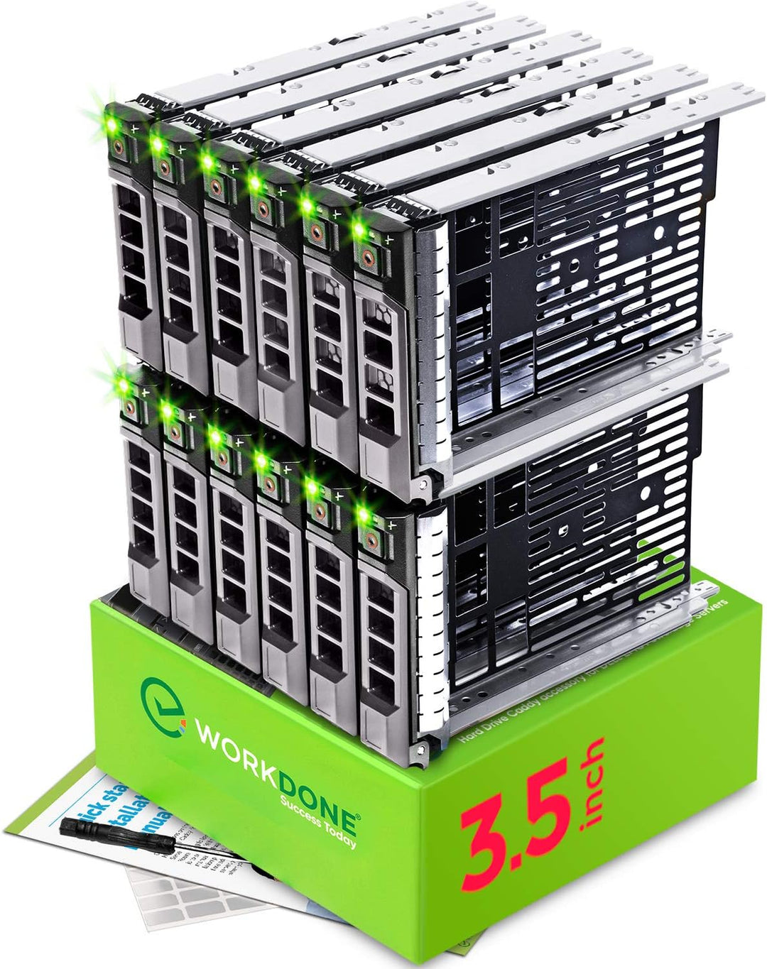 WORKDONE 12er-Pack - 3,5" Festplatten-Caddy - Kompatibel für Dell PowerEdge Server 11.-13. Gen. - mi