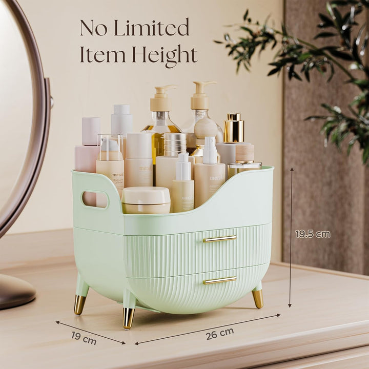 VG VISIONGOOD Make Up Organizer mit 2 Schubladen, Grosse Anti-Rutsch Schminktisch Organizer, Kosmeti
