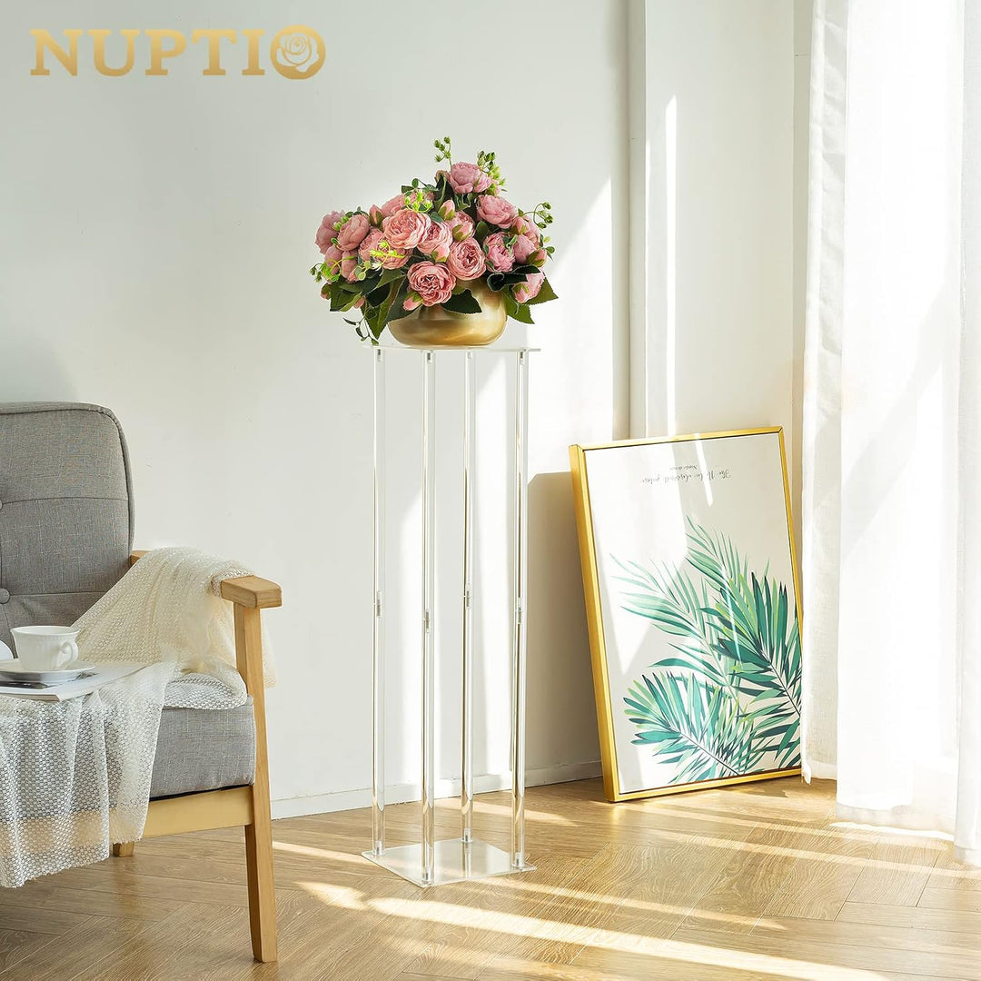 Nuptio 2 Stück Hochzeit Tischdekoration Vase 80cm Hohe Acrylblumen Bodenvase Spalte Blumenarrangemen