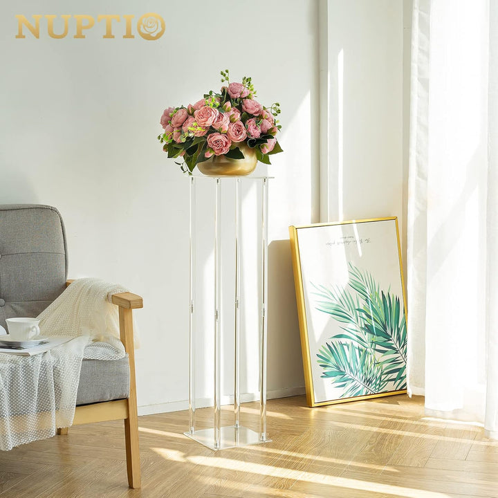 Nuptio 2 Stück Hochzeit Tischdekoration Vase 80cm Hohe Acrylblumen Bodenvase Spalte Blumenarrangemen