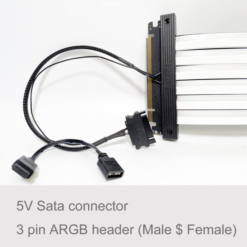 Azza ACAZ-2OR-L, ARGB 200 mm PCI-E Kabel (180° bis 90°) 180° to 90°