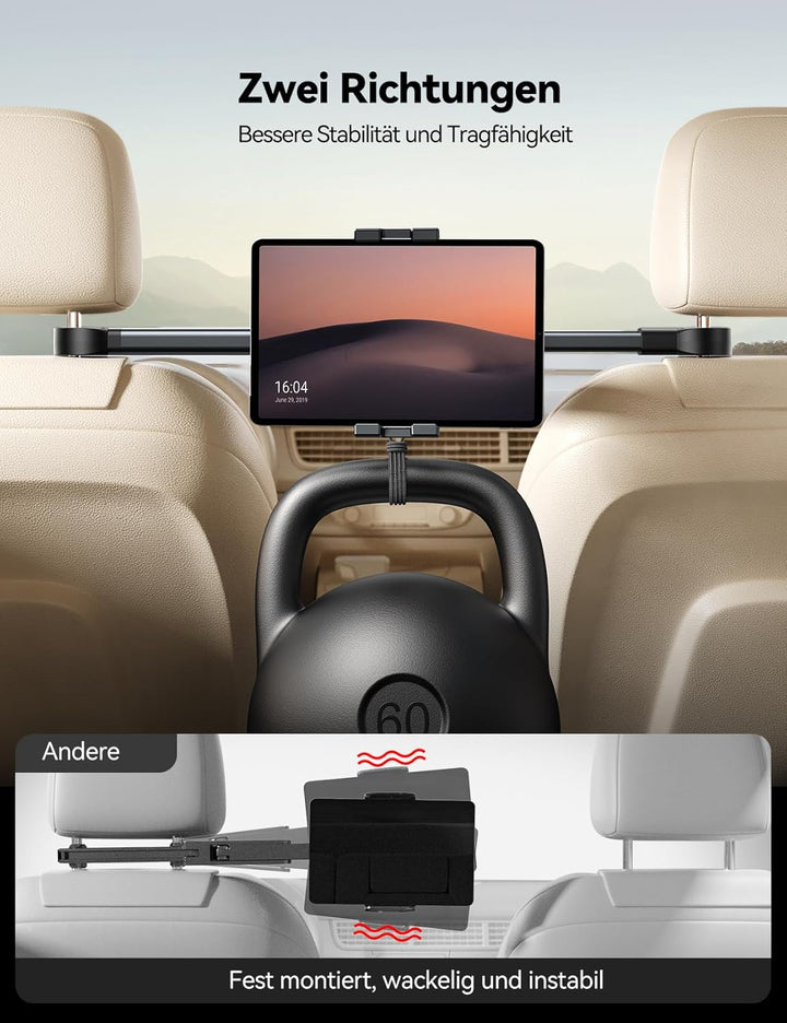 JOYROOM Tablet Halterung Auto Kopfstütze [Bilaterale Fixierung] Tablethalterungen Auto mit Metallarm