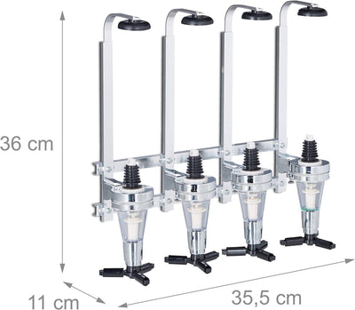 Relaxdays Flaschenhalter Wand, HxBxT: 36 x 35,5 x 11 cm, für 4 Flaschen Schnaps, Limonade, Getränkes