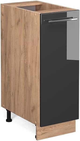 Vicco Apothekerschrank Fame-Line, Anthrazit Hochglanz/Goldkraft Eiche, 30 cm ohne Arbeitsplatte Apot