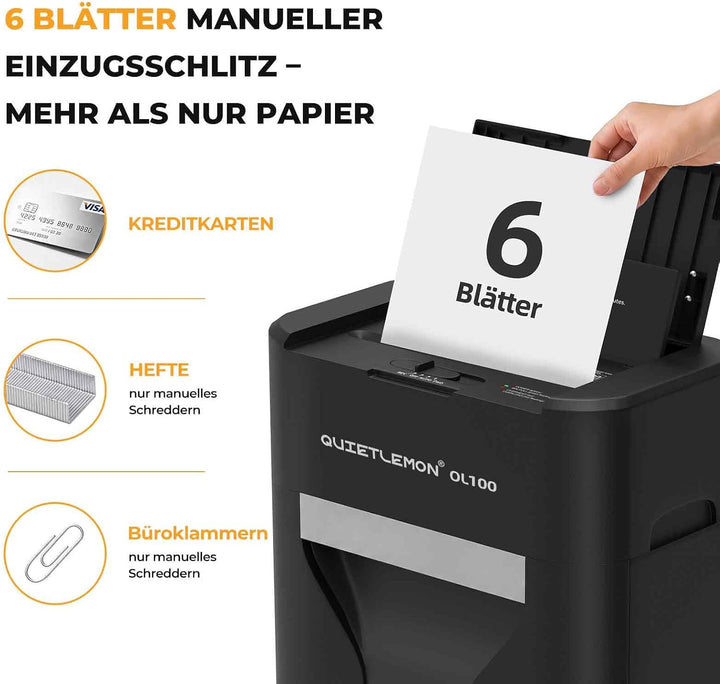 Automatischer 100 Blatt Aktenvernichter P-4 Partikelschnitt Aktenvernichter, 6 Blatt manuell, 60 Min
