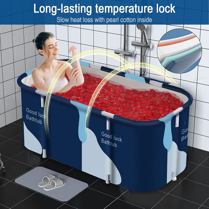 Faltbare Badewanne für Erwachsene 133x64x47cm, Sauna-Dampfbadeeimer, Heisse Dusche und Eisbad, Tragb