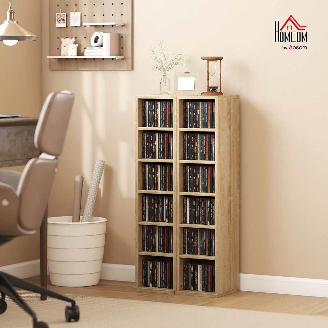 HOMCOM 2er-Set Regalsäulenschrank CD-DVD-Aufbewahrungsschrank 6 + 6 Fächer 21 x 22,5 x 88,5 cm max.