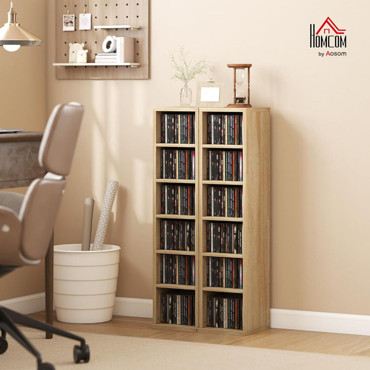 HOMCOM 2er-Set Regalsäulenschrank CD-DVD-Aufbewahrungsschrank 6 + 6 Fächer 21 x 22,5 x 88,5 cm max.