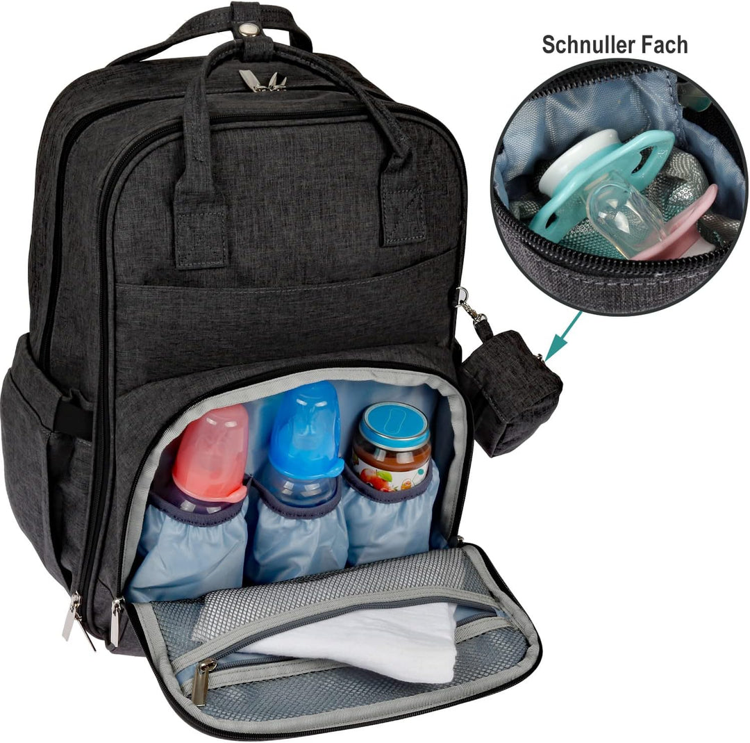 Wickelrucksack Baby Wickeltasche Grosser Stauraum, die Tasche kann am Kinderwagen angehängt werden,