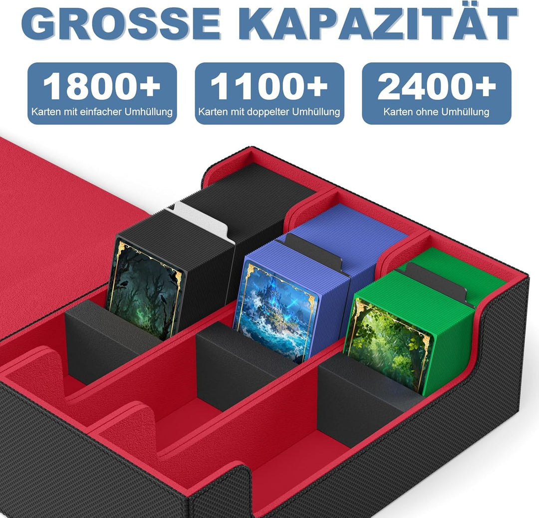 Mlikero Sammelkarten-Aufbewahrungsbox für 1800+ Karten, Magnetische Karten Deck-Box passend für MTG