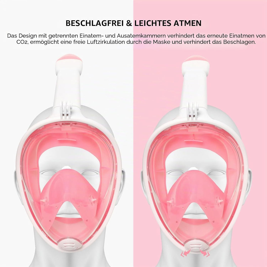 Jsdoin Schnorchelmaske Erwachsene Vollmaske,180-Grad-Sicht Tauchmaske mit Panorama-Vollgesichtsdesig