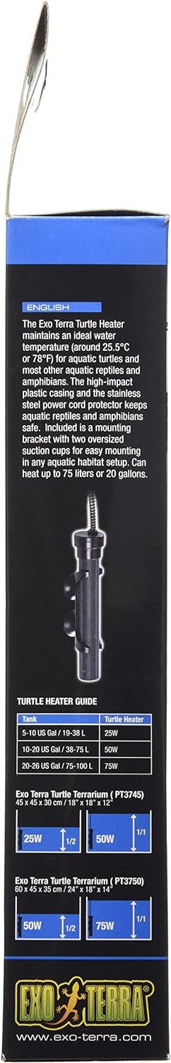 Exo Terra Turtle Heater, automatischer Wasserheizer, 25 Grad Wassertemperatur, für bis zu 75L, tauch