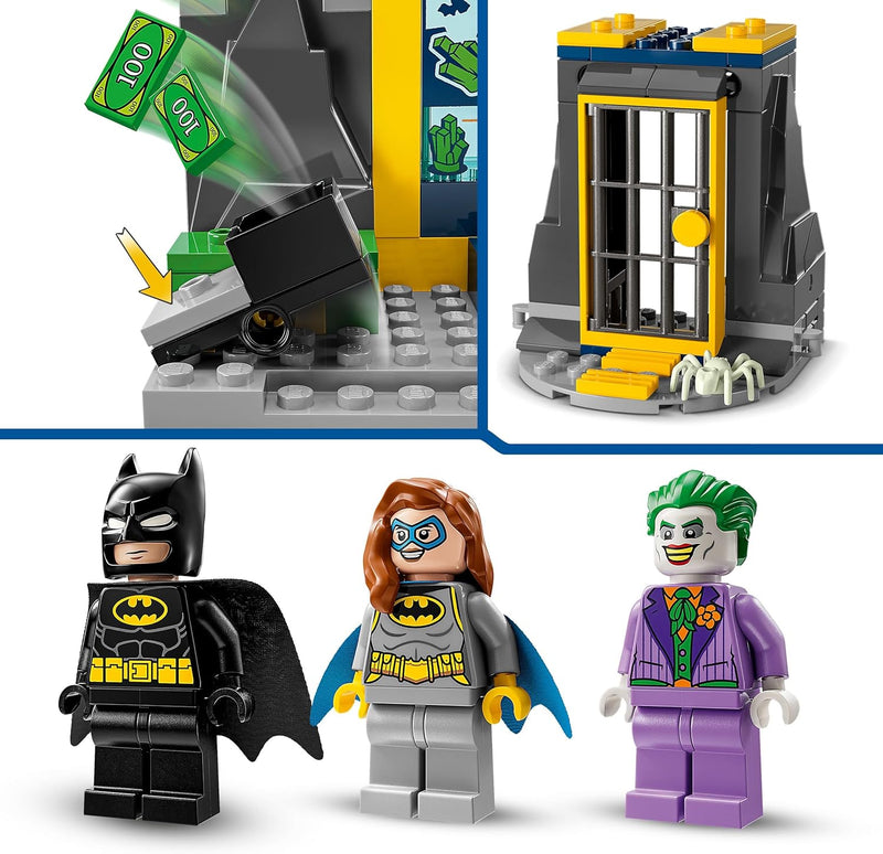 LEGO DC Batman Bathöhle mit Batman, Batgirl und Joker, Superhelden-Spielzeug, Spielzeugauto für Jung