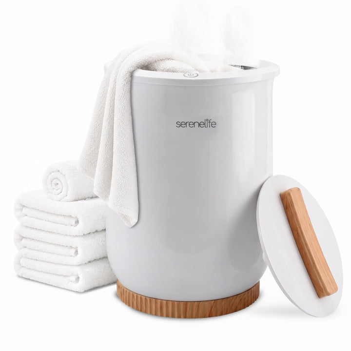 SereneLife Eimer Handtuchwärmer Elektrisch – Towel Warmer – Wellness Handtuch Wärmegerät 20L in Weis