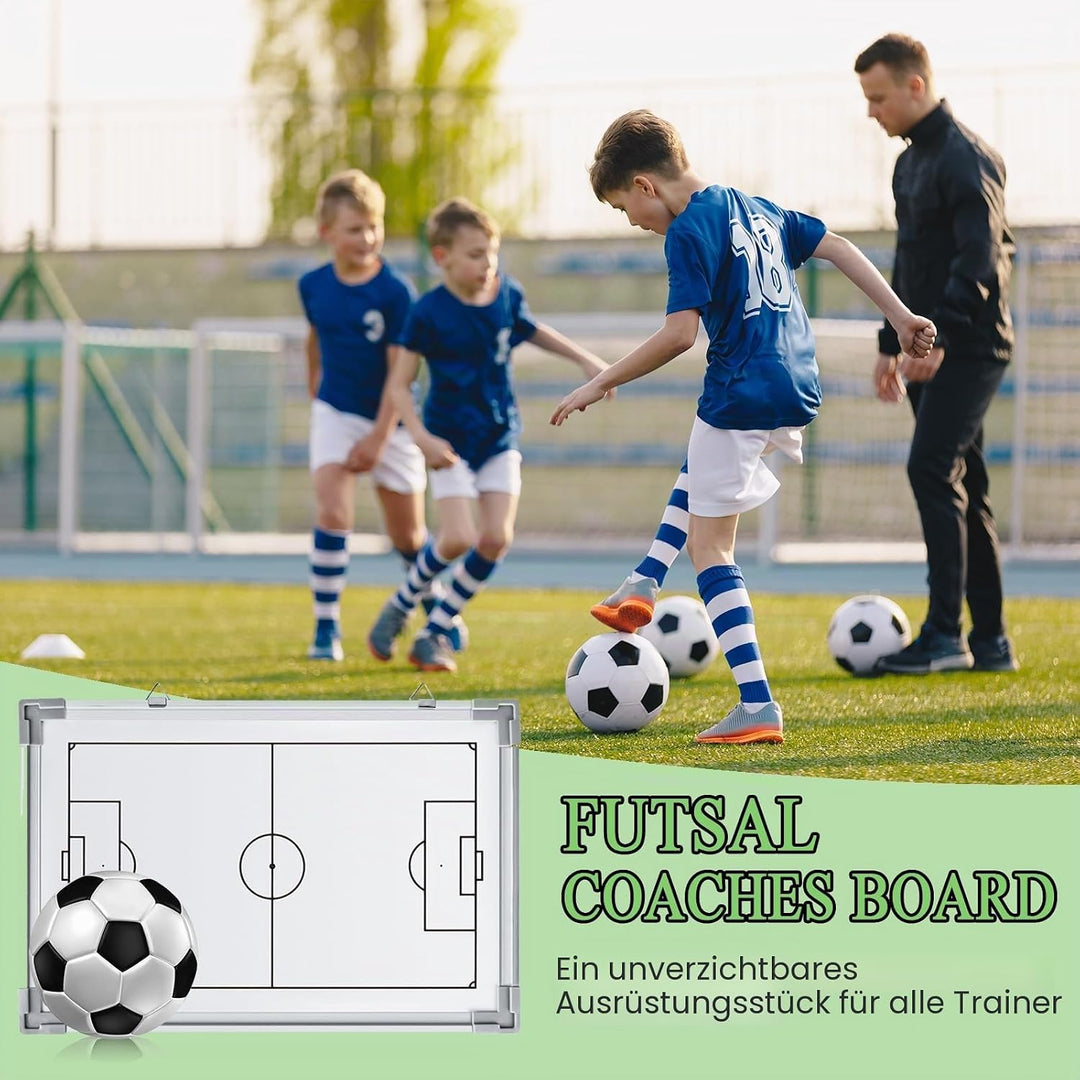 Holzsammlung Profi Coaches Whiteboard Tragbar Taktiktafel für Fussball mit Magnete, Stifte und Radie