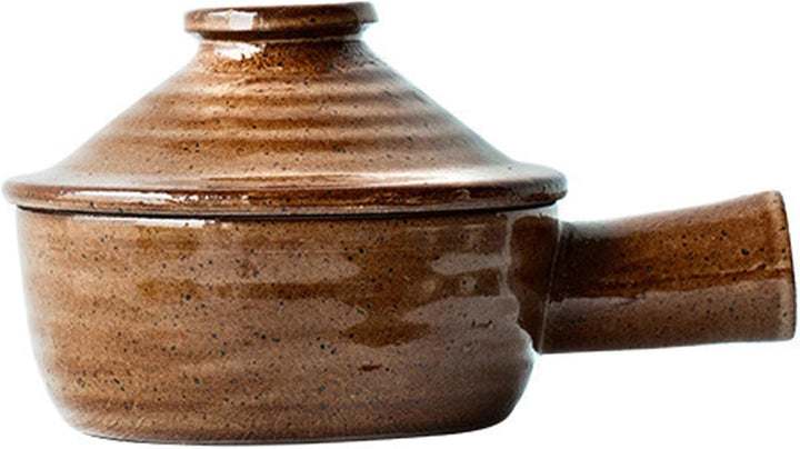 Mikrowellenkocher 300 ml rohe Keramik 2x5 -Zoll -Mikrowellen -Topf mit Deckel und Griff rustikaler G
