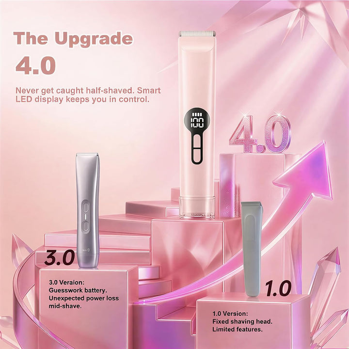 Carehabi Rasierer Damen Intimrasierer für Frauen 2 in 1 Elektrischer Bikini Trimmer mit LED Display