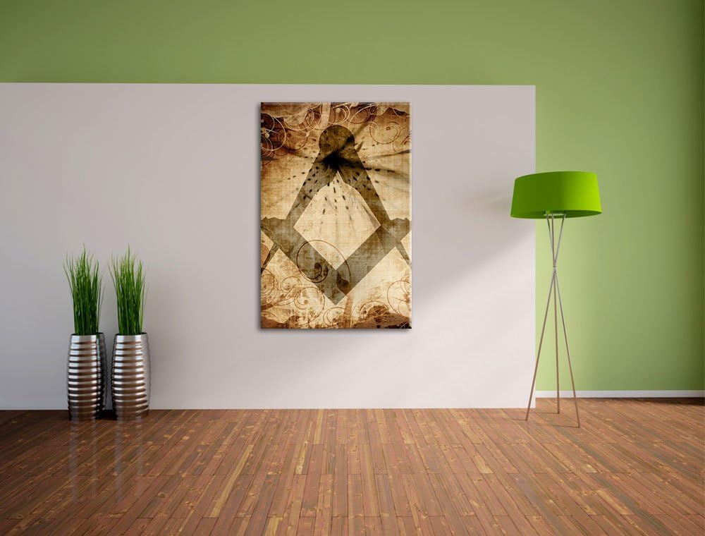 Freimauer Symbol Format: 100x70 auf Leinwand, XXL riesige Bilder fertig gerahmt mit Keilrahmen, Kuns
