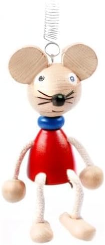 Schwingfigur rote Maus – Handgefertigte Dekoration aus Holz