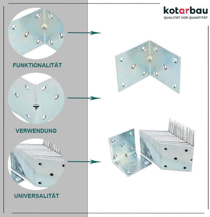 KOTARBAU Winkelverbinder 60 x 60 x 60 mm Sicke Stahl Bauwinkel Montagelöcher Möbelwinkel Verzinkt Sc