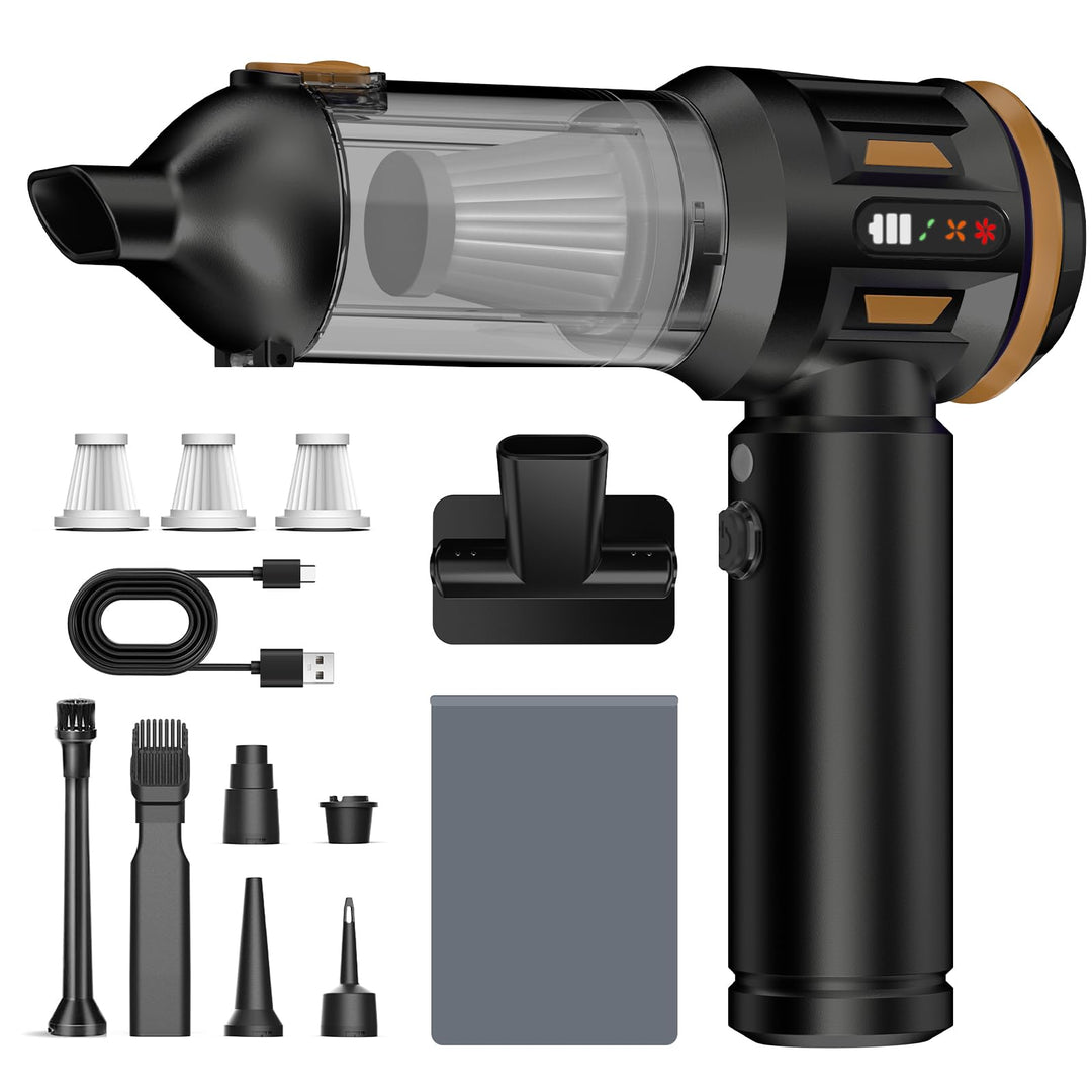 Handstaubsauger, 26000 Pa 4-In-1 Mini Staubsauger Akku Kabellos mit Digitalanzeige 1-Knopf-Selbstent