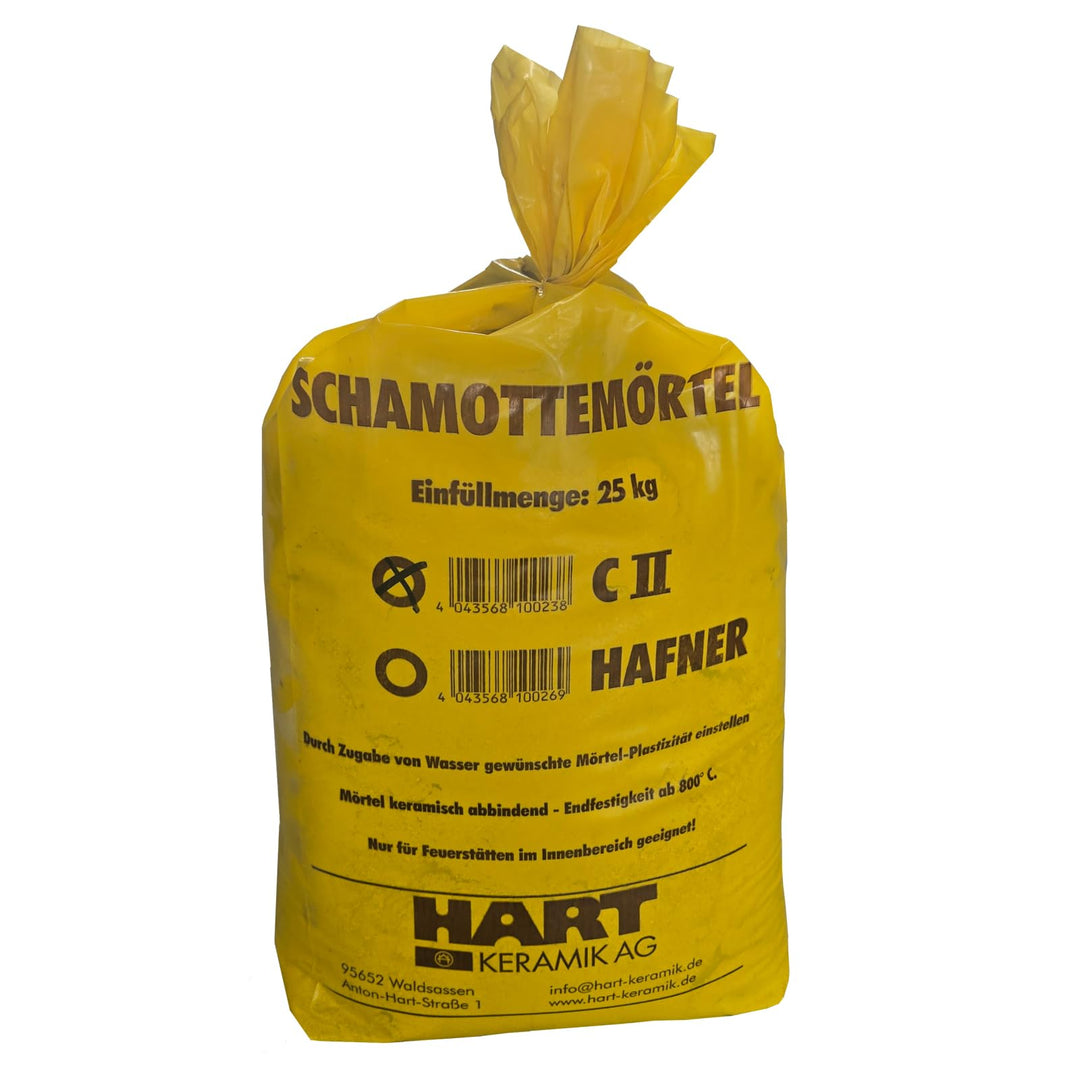 Schamottemörtel C II 25 kg – Feuerfester Ofenmörtel für Kaminbau, Pizzaofen, Schamottesteine – Hitze