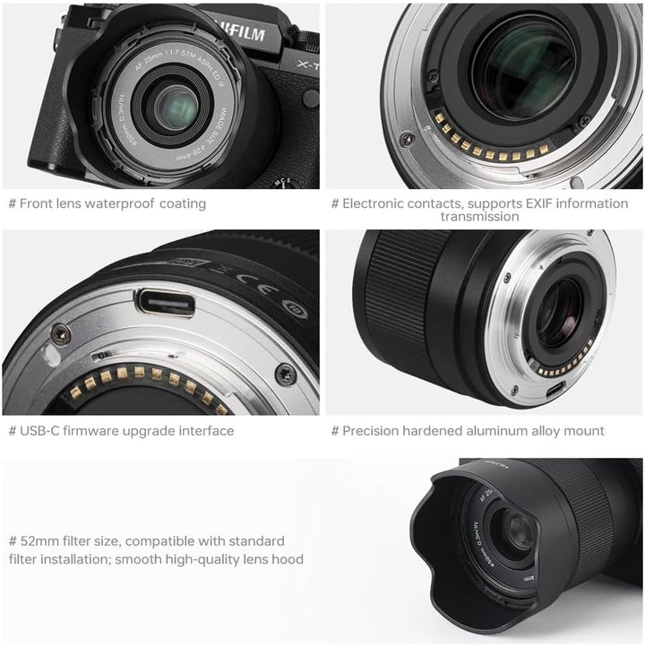 Viltrox 25mm F1.7 Objektiv für Fuji X, Autofokus Prime Lens mit Grosser Blende für Fujifilm Spiegell