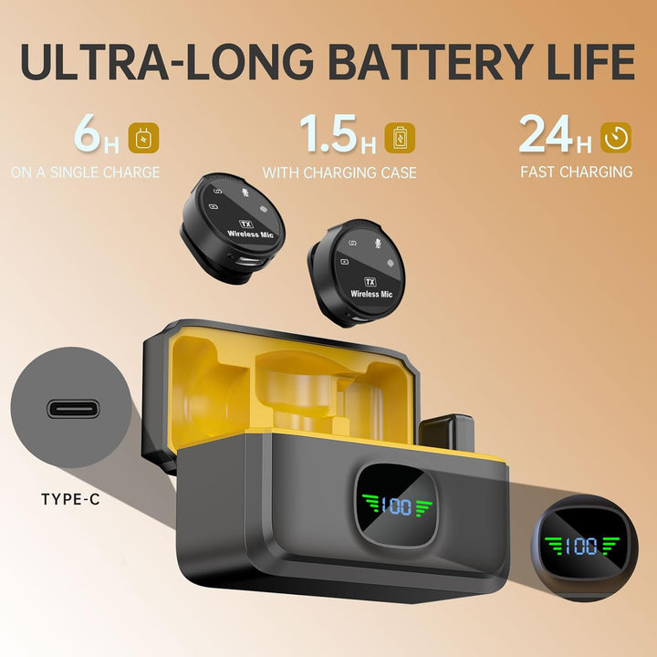 Drahtloses Lavalier Mikrofon für iPhone ipad & Android, USB C Mini Ansteckmikrofon drahtlos, Hi-Fi A