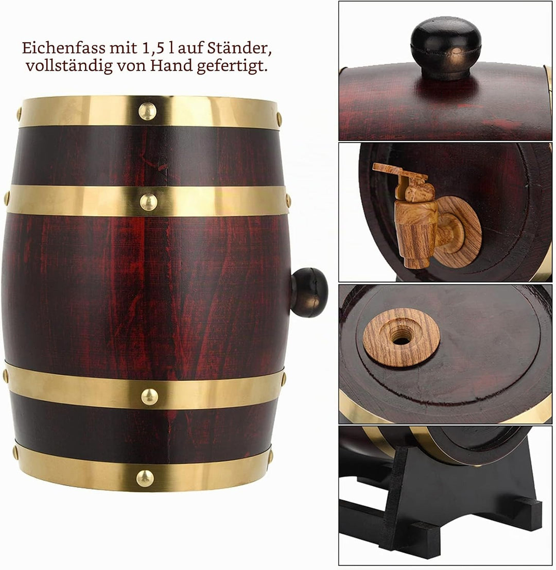 Wakects Eichenfass für Wein, Holz Vintage Eichenfass Holz Eiche Wein Lagerung Fass Wein Spirituosen