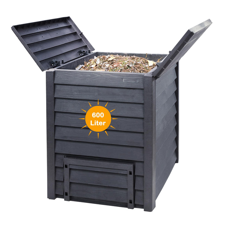 Thermo Wood Komposter 600 L, Komposter Garten aus Kunststoff anthrazit-braun, Thermokomposter, Compo