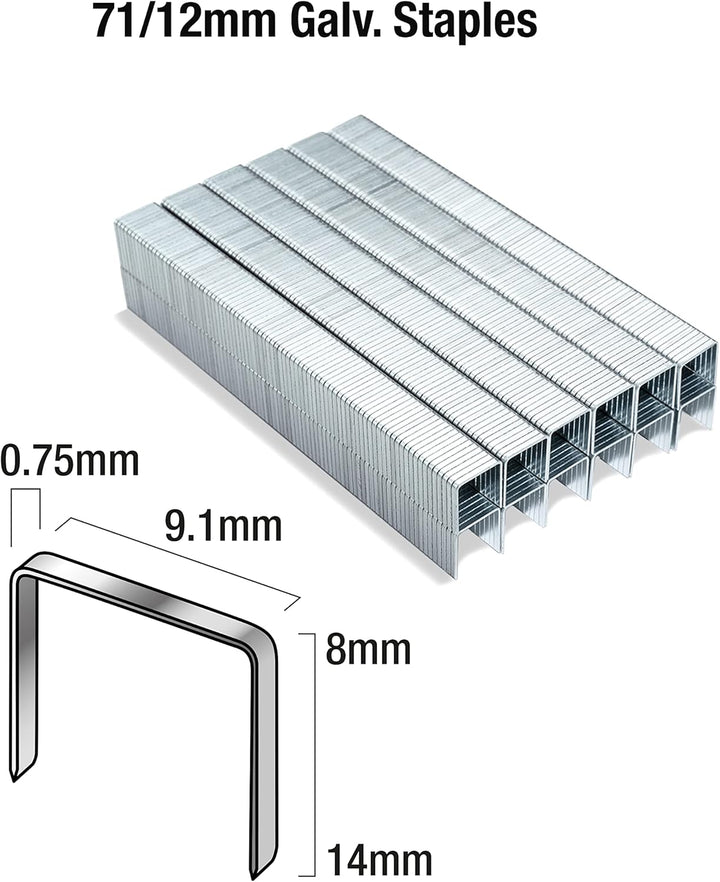 Tacwise 0370 Typ 71/12 mm Verzinkte Polsterklammern, 20.000 Stück 12mm, 12mm