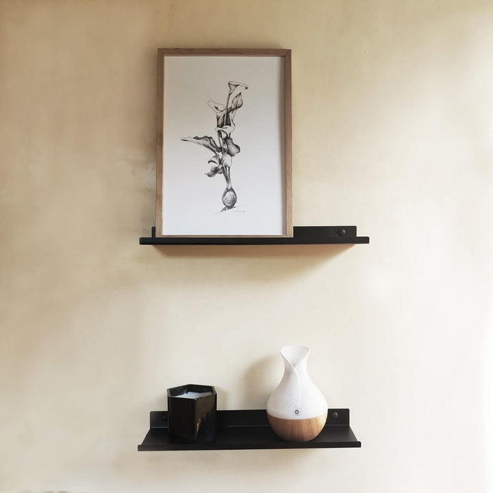 MILUKA Wandregal Schwarz aus Metall | 2er Set Schweberegale Schwarz 35 cm | Badezimmer Regal Wand |