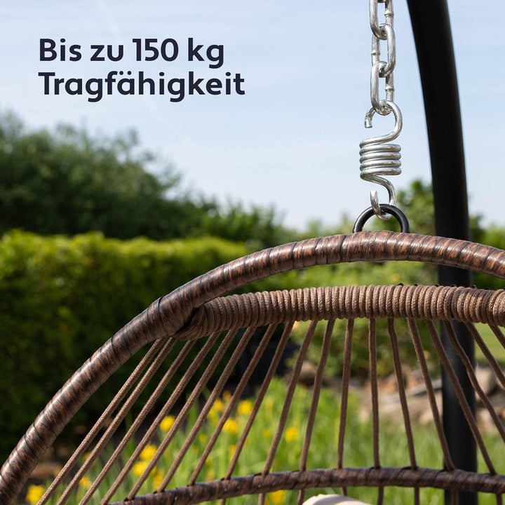 VITA5 Hängesessel mit Gestell - Bequemer Hängekorb Sessel - Rattan Hängesessel Outdoor und Indoor -