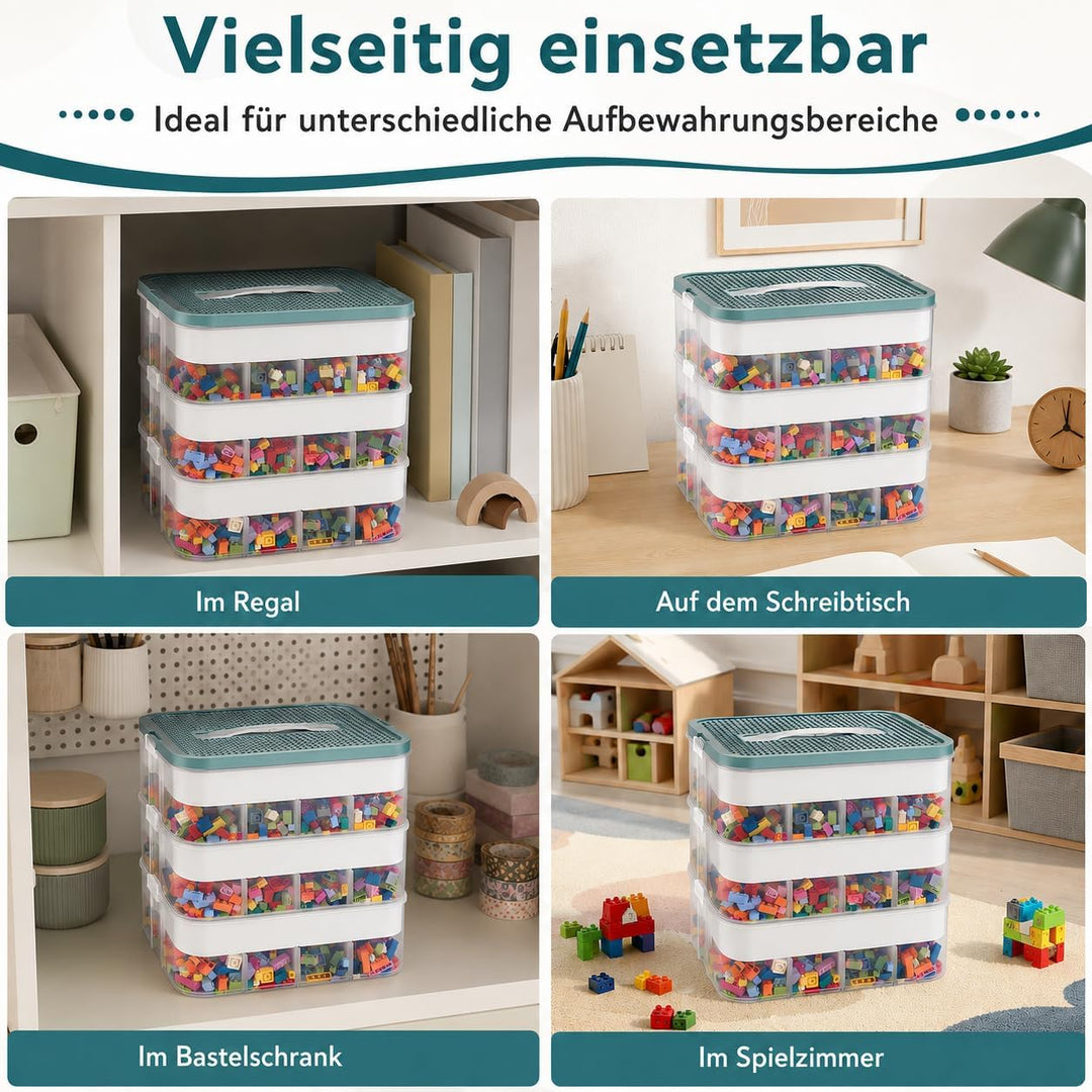 JMIATRY Aufbewahrungsboxen mit Deckel 30.5x23x32.5 cm, 3 Stufen Boxen Aufbewahrung Transparent Sorti