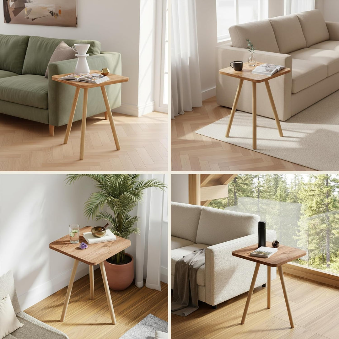 Beistelltisch Eiche 34x45 cm Holzbeine Sofatisch Couchtisch Nachttisch Skandinavisch Natur Oak Quadr