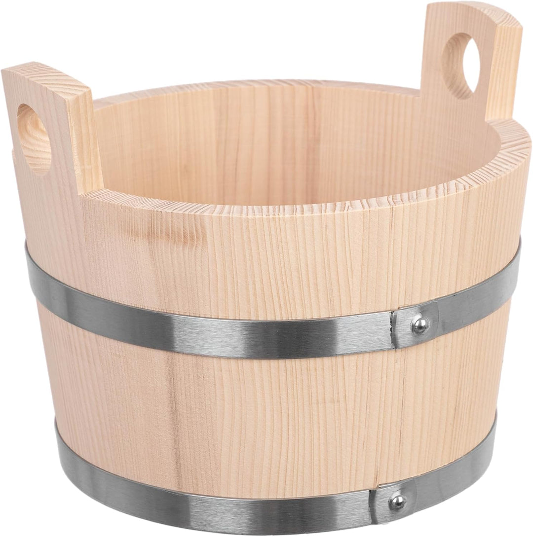 KADAX Saunakübel aus Holz, 5 Liter, Holzeimer mit Griffen, Saunaeimer für Aufgüsse, Eimer aus Naturh