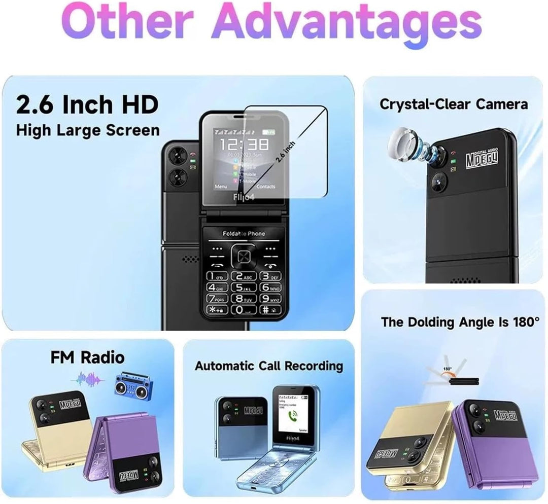 Flip-Senior-Handy, Flip-Design, Dual-Screen-Display, Grosse Tasten, Schnellwahl, Klarer Sound, HD-Ka