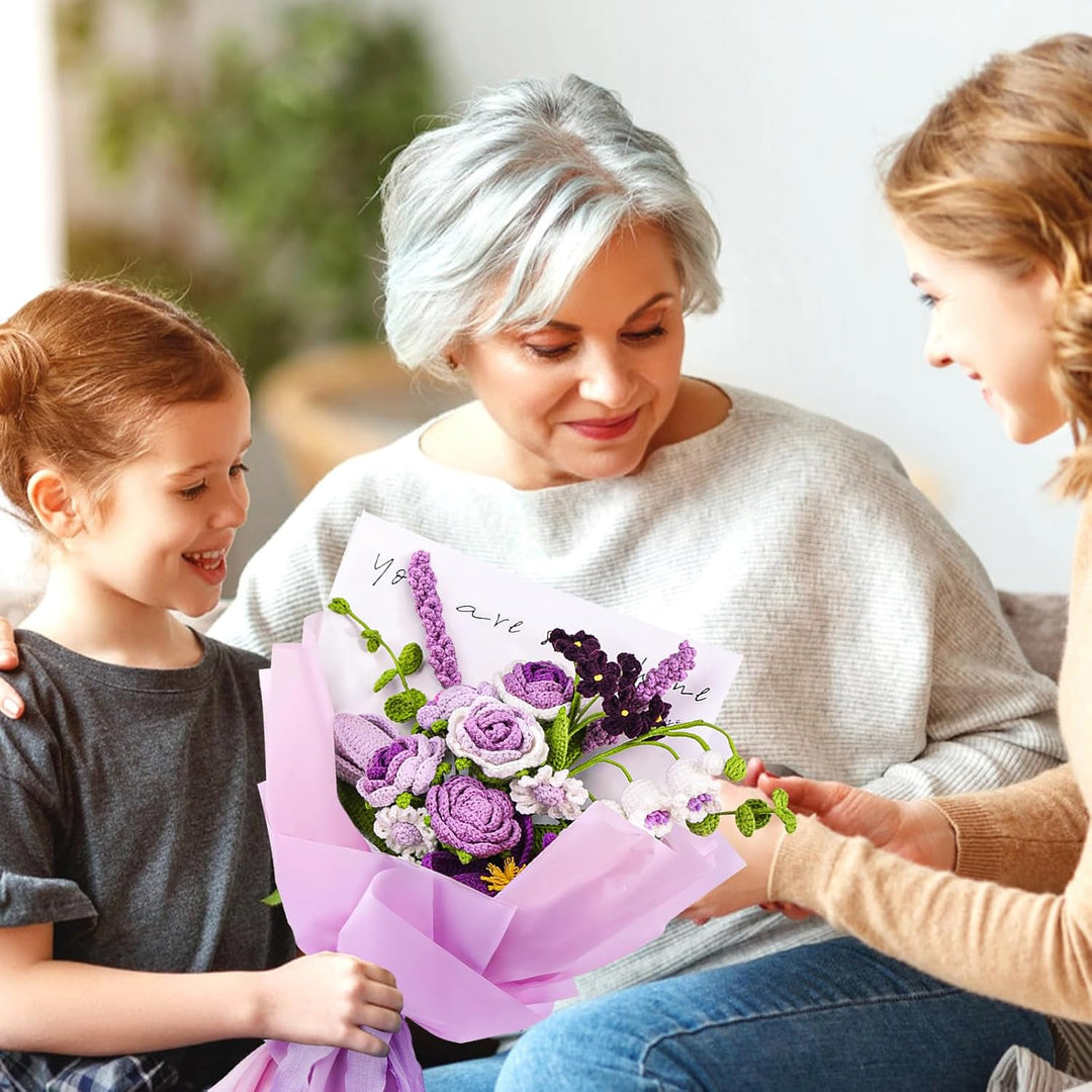 ASTNIC Häkelset für Anfänger, Komplettes Blumen Häkelset für Anfänger Erwachsene, Rosenstrauss Häkel