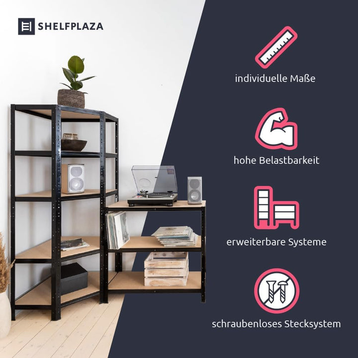 shelfplaza Home 180x70x40 cm Eckregal in blau mit 5 Böden und 175 kg Traglast pro Boden