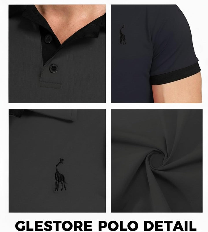 GLESTORE Poloshirt Herren Männer Hemd Herren Kurzarm Shirt Sommer M Grau&schwarz, M Grau&schwarz